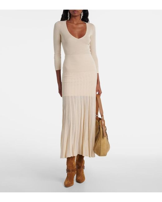 Isabel Marant Natural Ezra Pleated Semi-Sheer Crepe Skirt