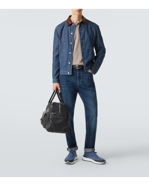 Brunello Cucinelli Blue Techno Knitted Sneakers for men
