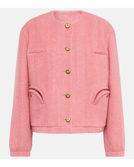 Blazé Milano Pink Herringbone Wool And Cashmere Jacket
