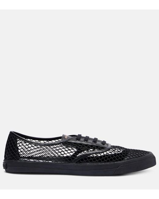 Aquazzura Black Minimalist Mesh Leather-Trimmed Sneakers
