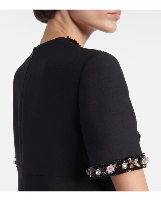 Valentino Black Crepe Couture Embellished Minidress