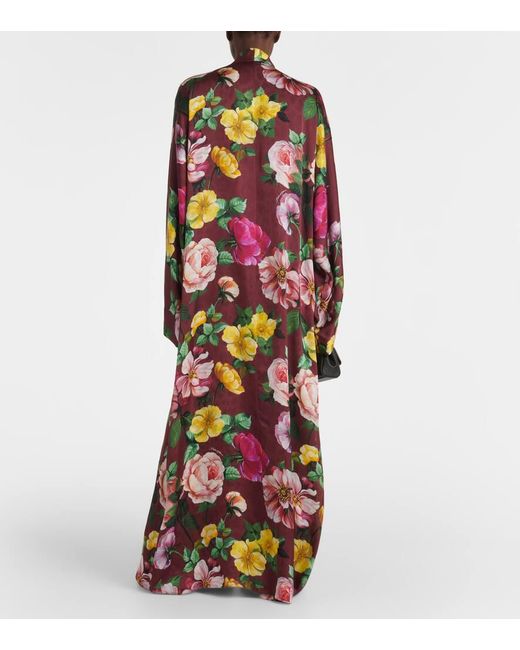 Dolce & Gabbana Red Bedrucktes Maxikleid Aus Seide