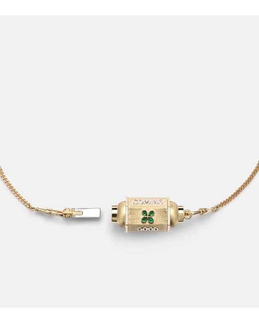 Marie Lichtenberg Metallic Good Things 18Kt Locket Necklace With Emeralds