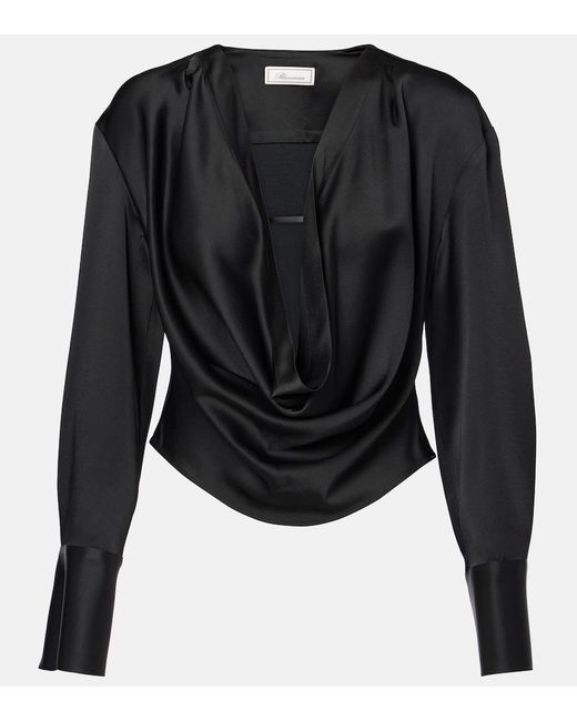 Blumarine Black Envers Draped Satin Top