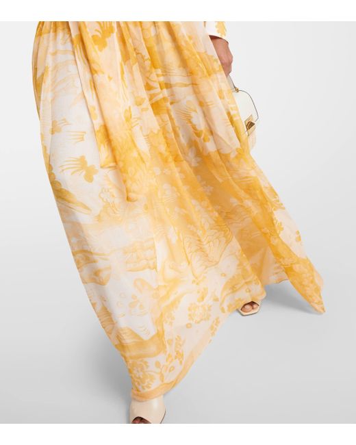 Erdem Metallic Printed Silk Voile Gown