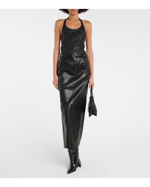 Stouls Black Beth Leather Midi Skirt