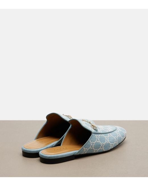 Gucci White Princetown Gg Embellished Mules