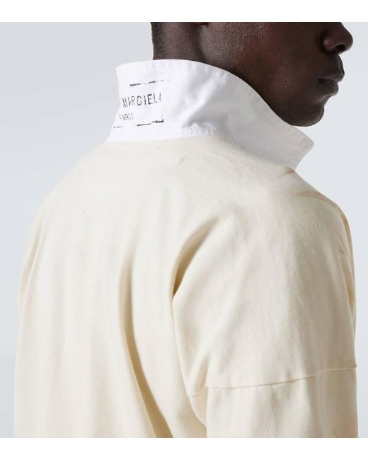 Maison Margiela White Logo Cotton Jersey Polo Shirt for men