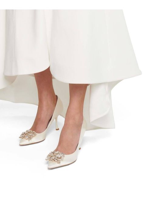 Roger Vivier White Rv Bouquet 85 Embellished Satin Pumps