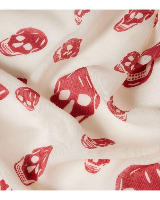 McQueen Red Skull Wool Scarf