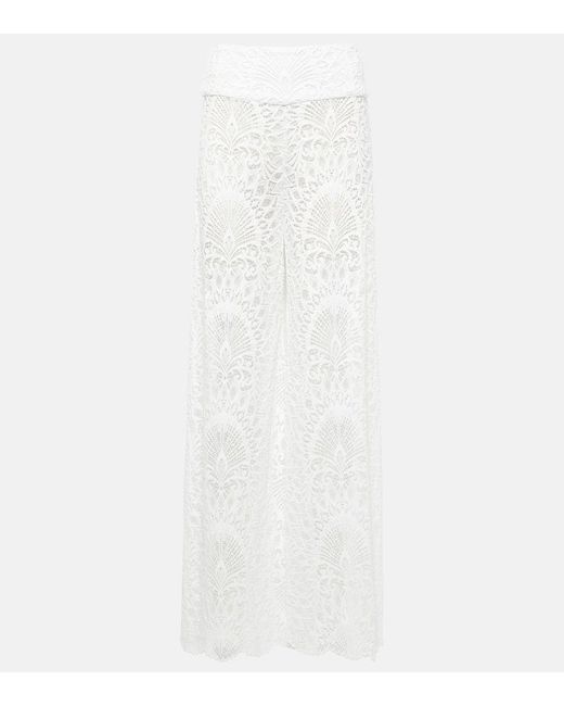 Pantalones anchos Charlize de encaje Alexandra Miro de color White