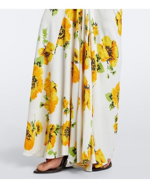 Alaïa Metallic Floral Ruched Jersey Maxi Dress