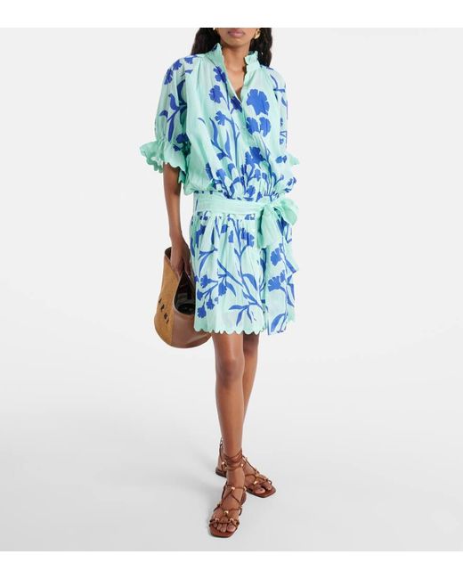 Vestido Camisero De Algodon Floral Juliet Dunn de color Blue