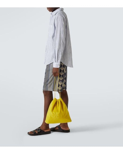 Loewe Paula's Ibiza Medium Logo Terry Pouch in Yellow for