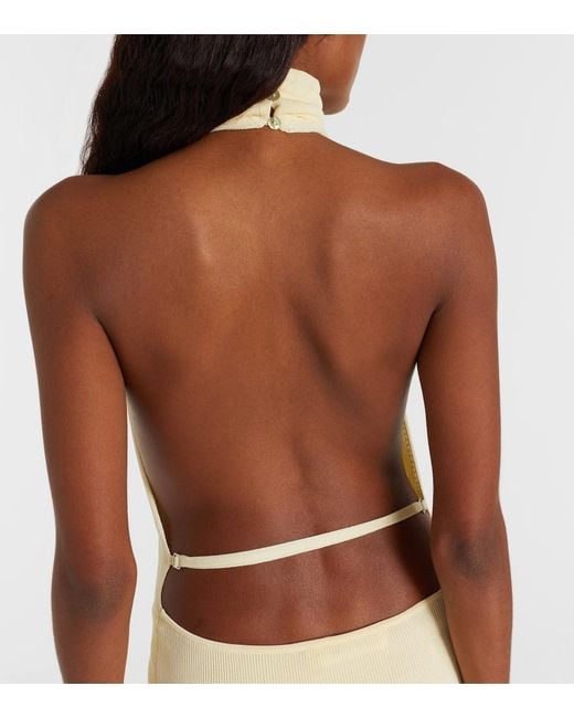 AYA MUSE White Draped Jersey Gown