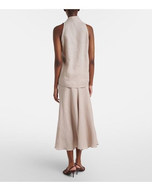 Brunello Cucinelli Natural Linen Midi Skirt