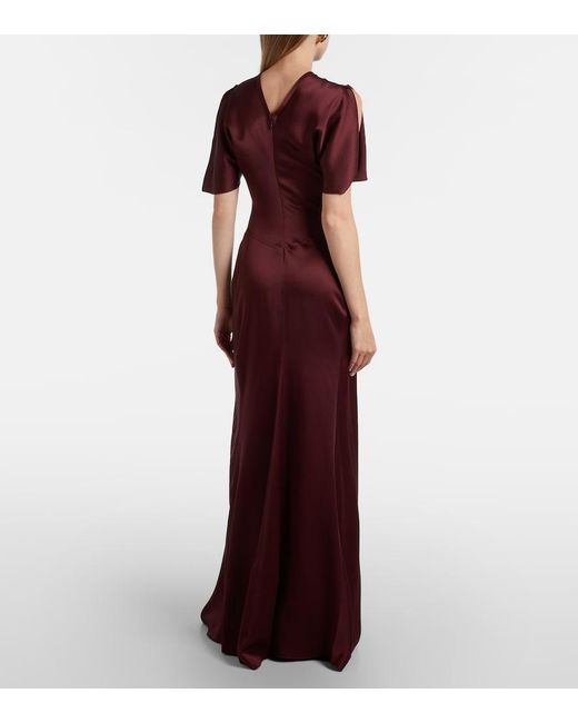 Victoria Beckham Purple Gathered Jersey Maxi Dress