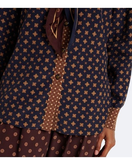 Zimmermann Multicolor Printed Tie-Neck Blouse