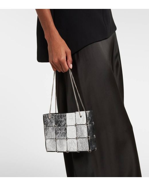 Khaite White Emma Mini Metallic Leather Tote Bag