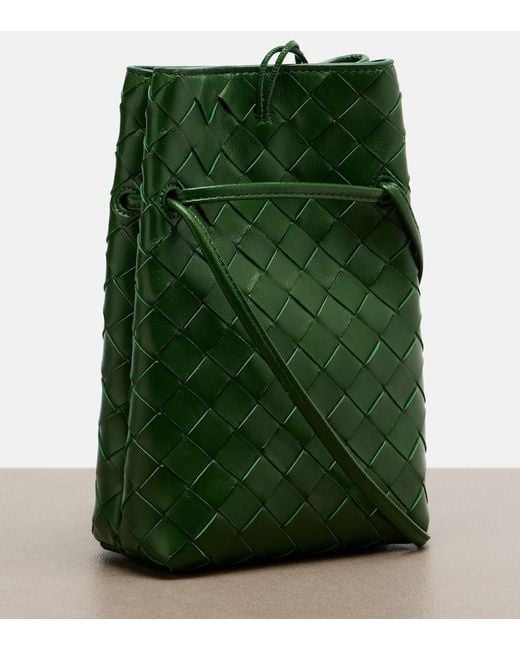 Bottega Veneta Green Andiamo Mini Leather Crossbody Bag