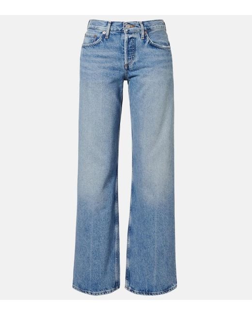 Agolde Blue Low Rise Loose Straight Jeans