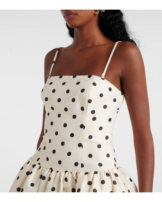 Self-Portrait White Polka-Dot Taffeta Corset Dress