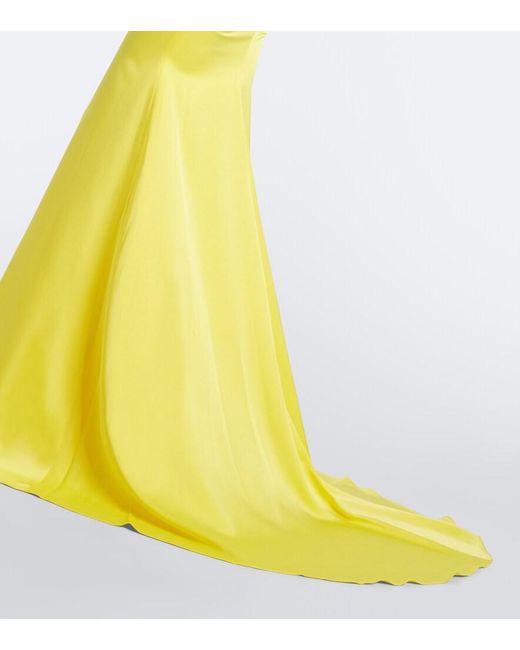 Alex Perry Yellow Satin Crepe Bustier Gown