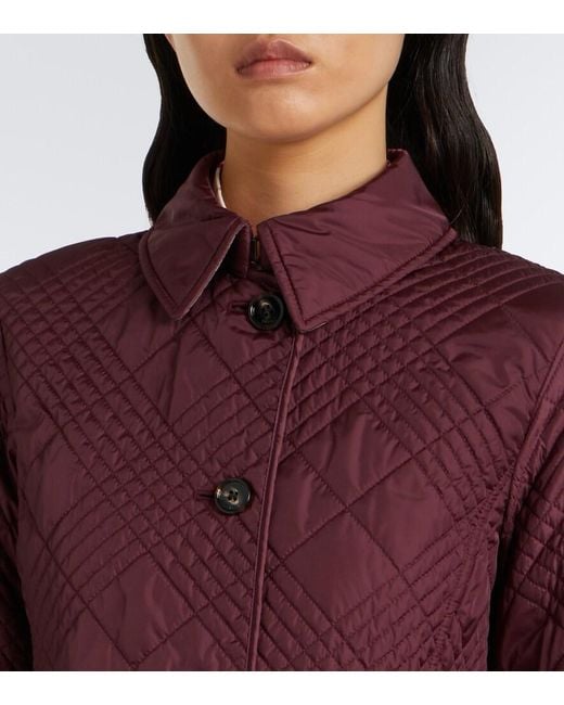 Burberry Purple Fernleigh Leather-Trimmed Quilted Jacket