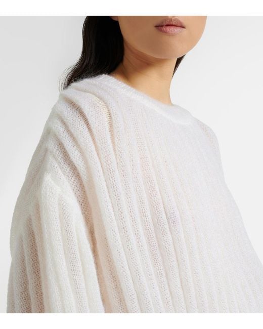 Loewe White Mohair And Cotton-Blend Sweater
