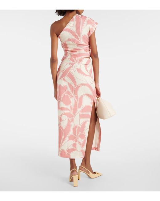 Falda Larga Belletto De Lino Estampada Sir de color Pink