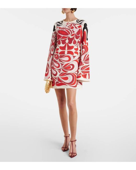 LaDoubleJ Red Mini Supremes Printed Satin Minidress