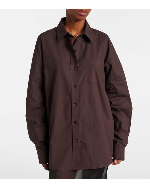 Frankie Shop Brown Ornella Oversized Cotton Shirt