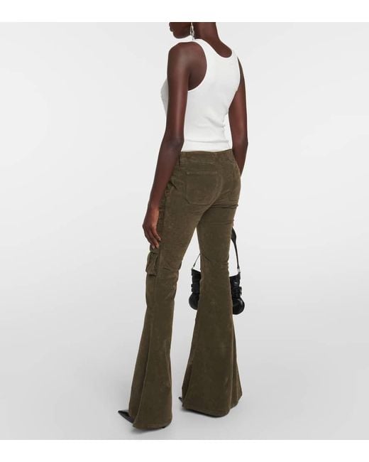 Blumarine Brown Low-Rise Velvet Flared Cargo Pants