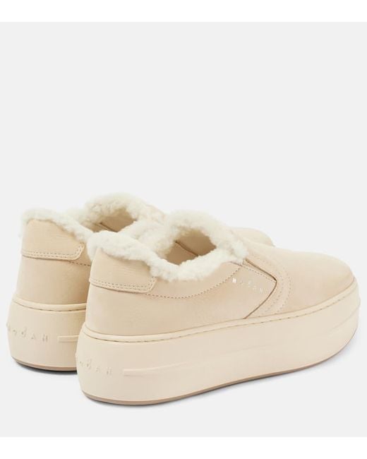 Hogan Natural Skyscraper Suede Platform Slip-On Sneakers