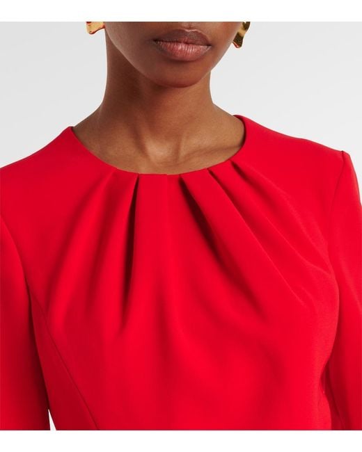 Carolina Herrera Red Belted Crepe Midi Dress