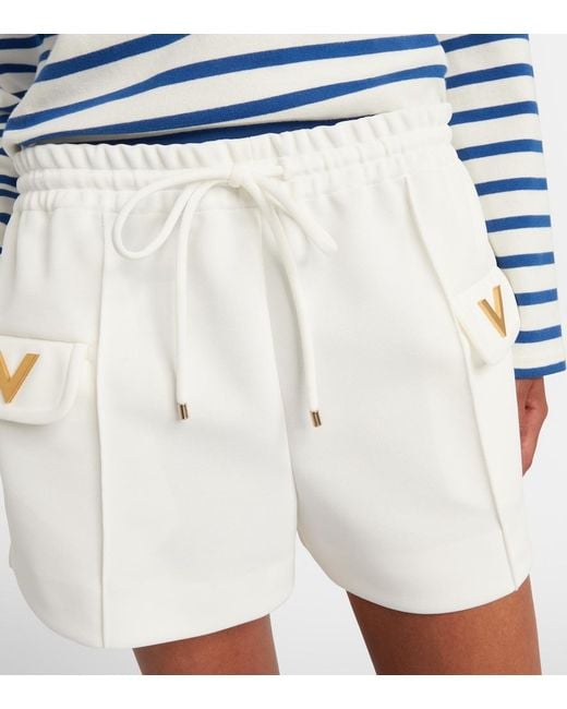 Valentino White Vgold Jersey Shorts