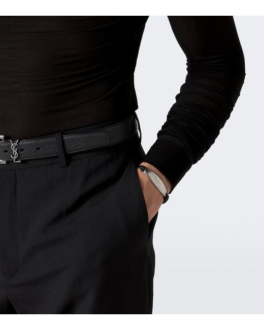 Saint Laurent White Leather Bracelet for men