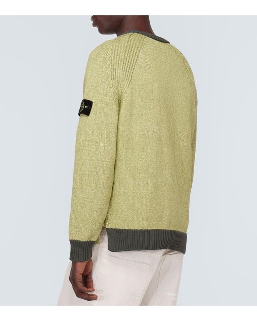 Stone Island Green Compass Cotton Sweater for men