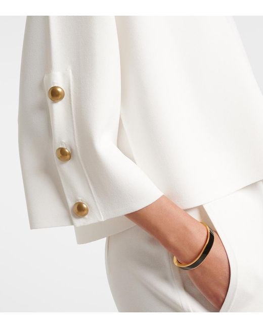 Max Mara White Embellished Crepe Top