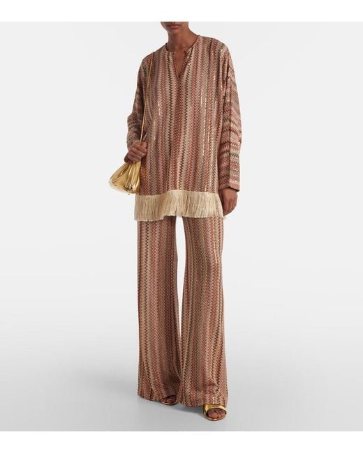Missoni Pink Zigzag Fringed Lame Blouse
