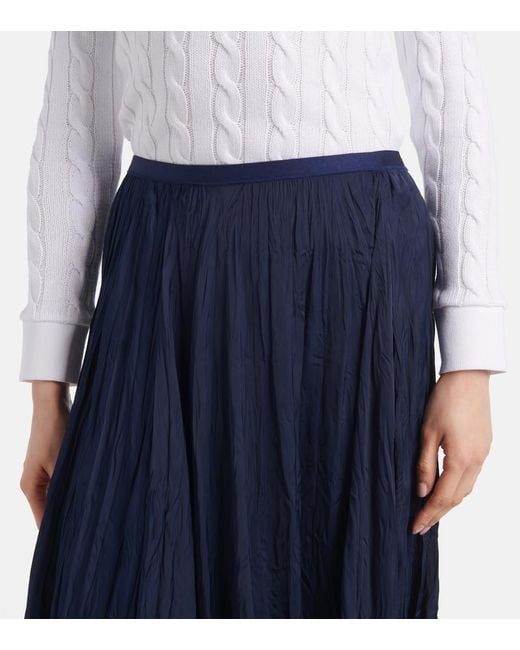 Polo Ralph Lauren Blue Crushed Satin Midi Skirt