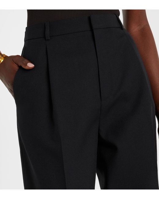 Saint Laurent Blue Mid-Rise Wool Straight Pants
