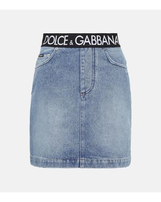 Dolce & Gabbana Blue High-waisted Denim Mini Skirt