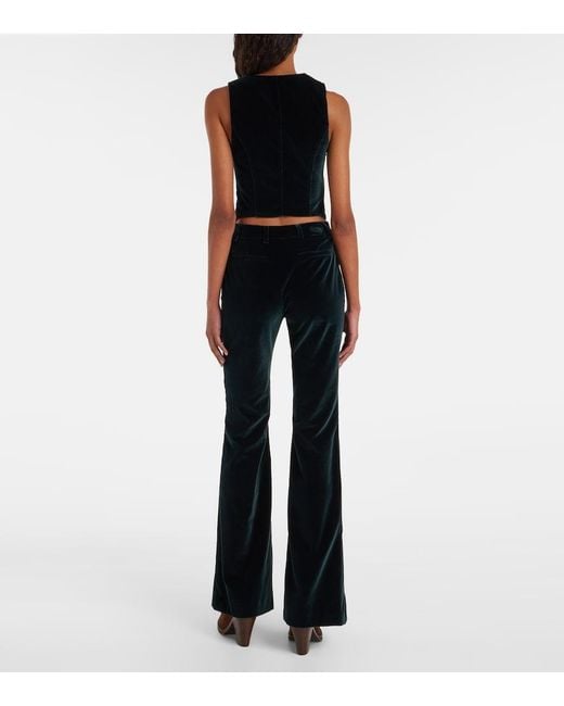 Etro Blue Cotton Velvet Flared Pants