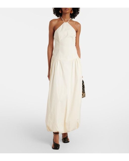 Sir White Florent Halterneck Cotton-Blend Maxi Dress