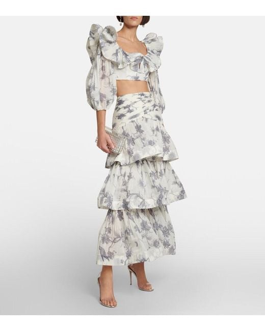 Zimmermann Metallic Keira Floral Crop Top