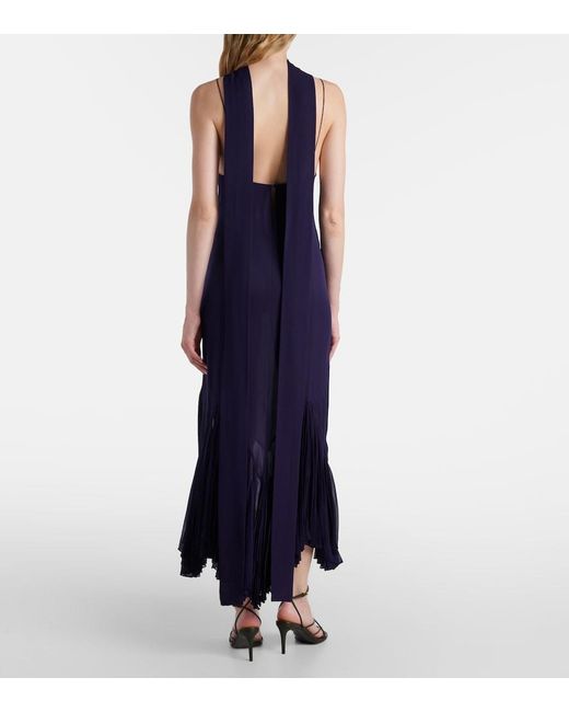 Khaite Blue Candita Scarf-Detail Silk Midi Dress