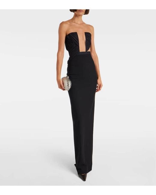 Nensi Dojaka Black Cutout Strapless Gown