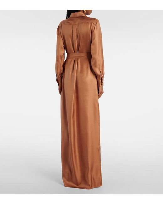 Tom Ford Brown Belted Silk Twill Shirt Dress