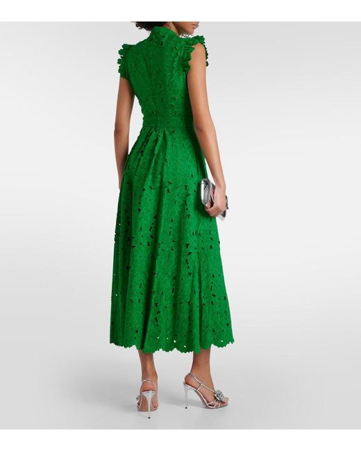 Vestido midi de algodon con bordado ingles Erdem de color Green